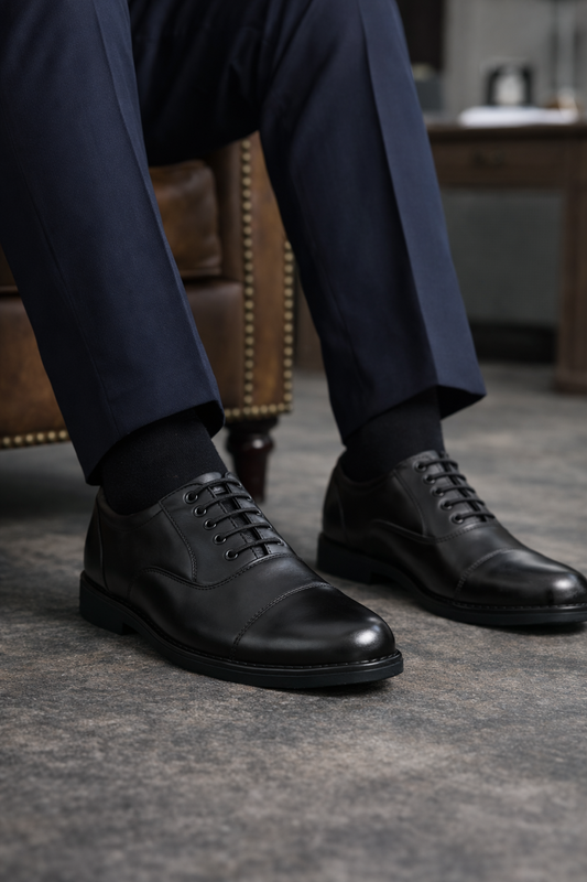 Manstark Premium 100% Genuine Leather Oxford Advocate Shoes for Men – Formal Duty Footwear with Anti-Slip Sole & Superior All-Day Comfort -