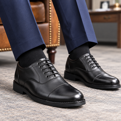 MANSTARK Premium Quality 100% Genuine Leather Oxford Police Shoes for Men – Formal Duty Footwear with Anti-Slip Sole & All-Day Comfort
