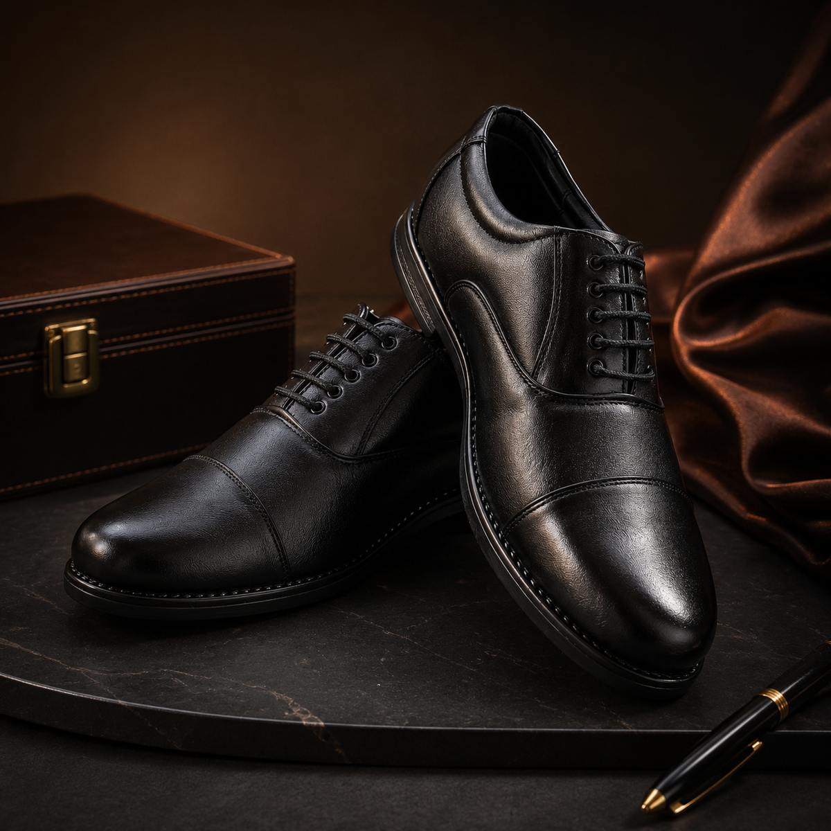 MANSTARK Premium Quality 100% Genuine Leather Oxford Police Shoes for Men – Formal Duty Footwear with Anti-Slip Sole & All-Day Comfort