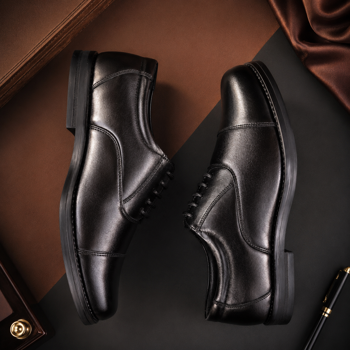 MANSTARK Premium Quality 100% Genuine Leather Oxford Police Shoes for Men – Formal Duty Footwear with Anti-Slip Sole & All-Day Comfort
