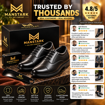 MANSTARK Premium Quality 100% Genuine Leather Oxford Police Shoes for Men – Formal Duty Footwear with Anti-Slip Sole & All-Day Comfort