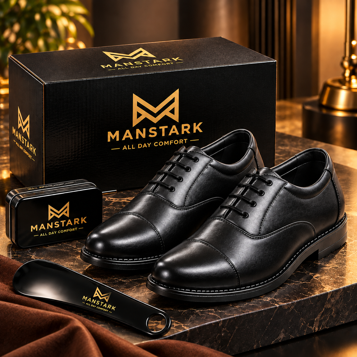 MANSTARK Premium Quality 100% Genuine Leather Oxford Police Shoes for Men – Formal Duty Footwear with Anti-Slip Sole & All-Day Comfort