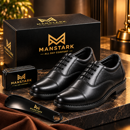 MANSTARK Premium Quality 100% Genuine Leather Oxford Police Shoes for Men – Formal Duty Footwear with Anti-Slip Sole & All-Day Comfort