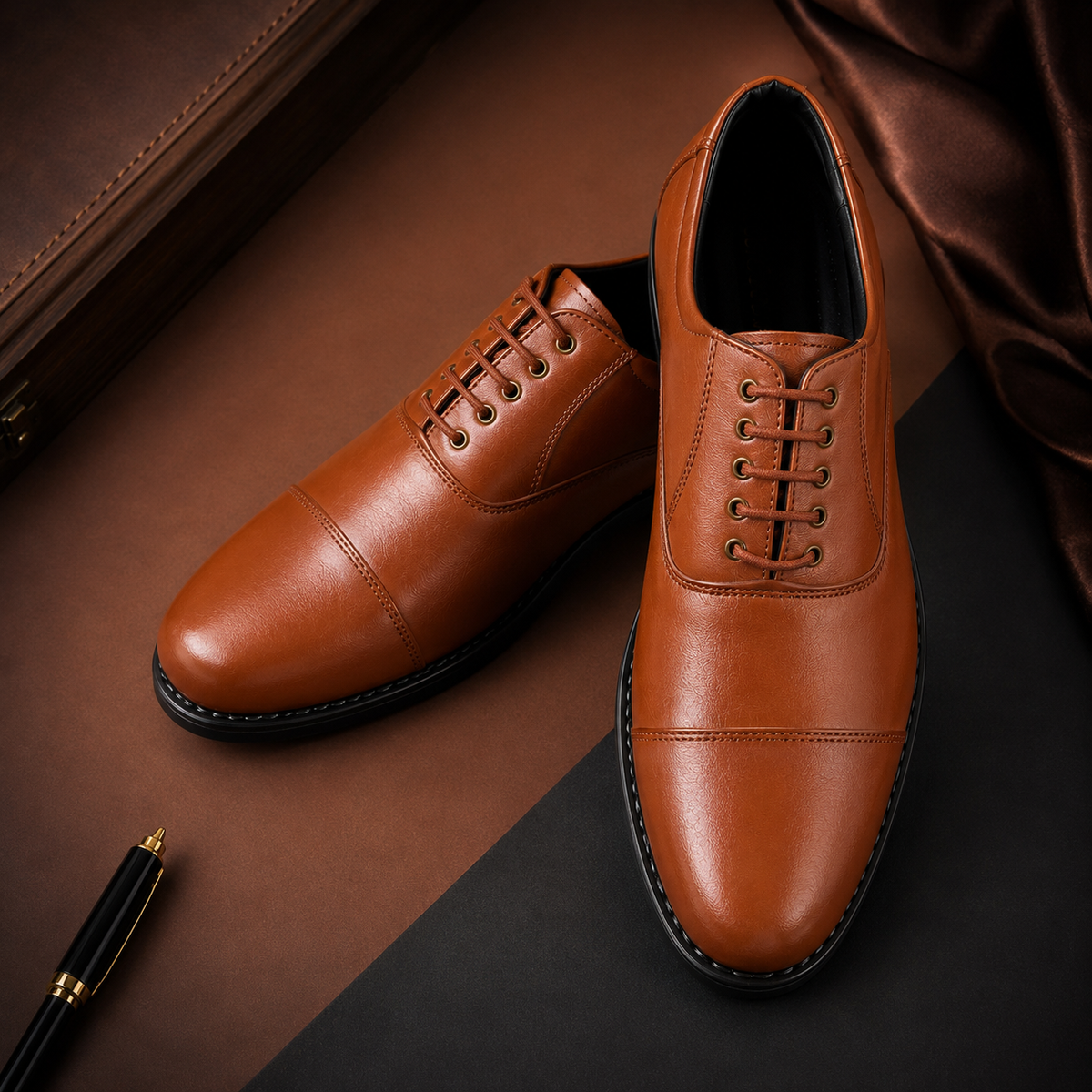 MANSTARK Premium Quality 100% Genuine Leather Oxford Police Shoes for Men – Formal Duty Footwear with Anti-Slip Sole & All-Day Comfort