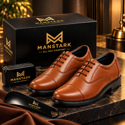 MANSTARK Premium Quality 100% Genuine Leather Oxford Police Shoes for Men – Formal Duty Footwear with Anti-Slip Sole & All-Day Comfort
